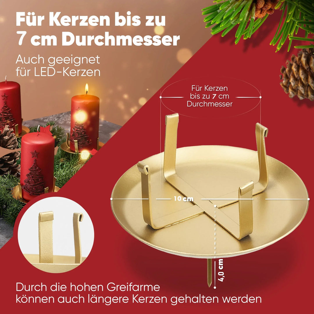 Kerzenstecker Adventskranz – Set ohne Dorn für Kerzen bis Ø 8 cm - WikaKerzen
