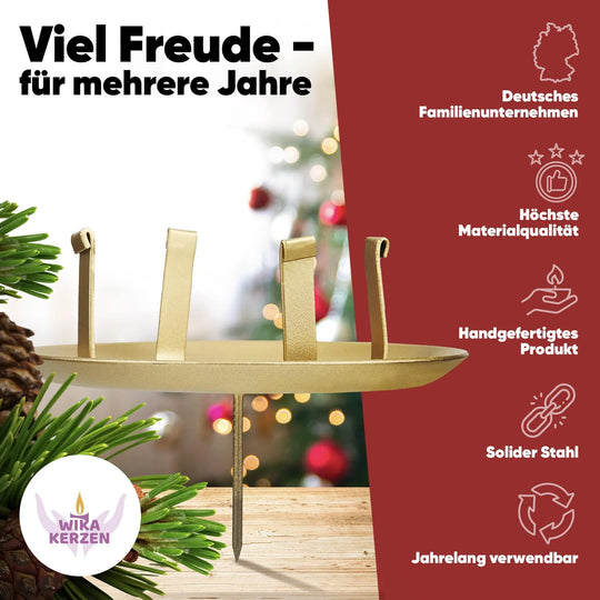 Kerzenstecker Adventskranz – Set ohne Dorn für Kerzen bis Ø 8 cm - WikaKerzen