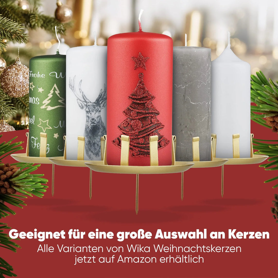Kerzenstecker Adventskranz – Set ohne Dorn für Kerzen bis Ø 8 cm - WikaKerzen