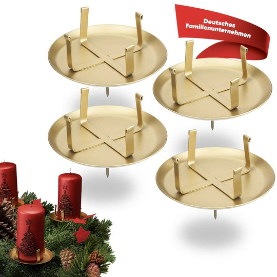 Kerzenstecker Adventskranz – Set ohne Dorn für Kerzen bis Ø 8 cm - WikaKerzen