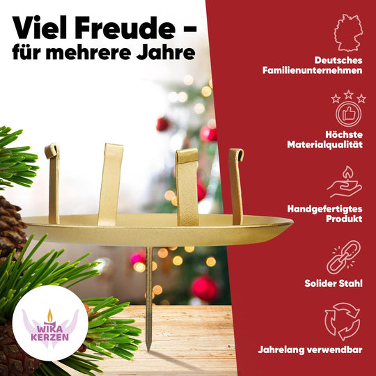 Kerzenstecker Adventskranz – Set ohne Dorn für Kerzen bis Ø 8 cm - WikaKerzen