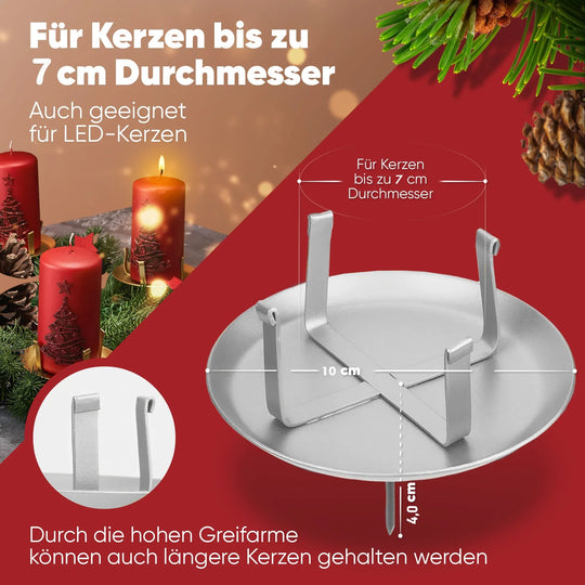 Kerzenstecker Adventskranz – Set ohne Dorn für Kerzen bis Ø 8 cm - WikaKerzen