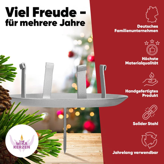 Kerzenstecker Adventskranz – Set ohne Dorn für Kerzen bis Ø 8 cm - WikaKerzen
