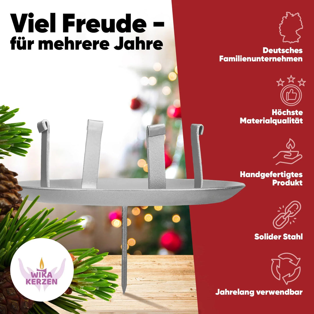 Kerzenstecker Adventskranz – Set ohne Dorn für Kerzen bis Ø 8 cm - WikaKerzen