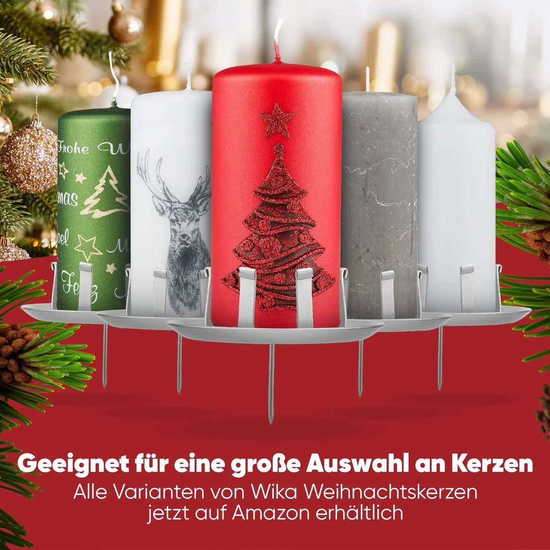 Kerzenstecker Adventskranz – Set ohne Dorn für Kerzen bis Ø 8 cm - WikaKerzen
