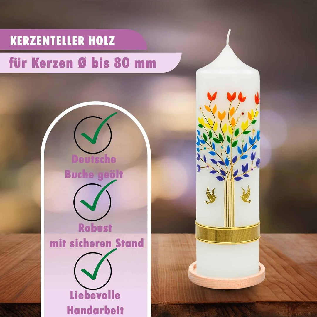 Kerzenteller aus Buchenholz - WikaKerzen