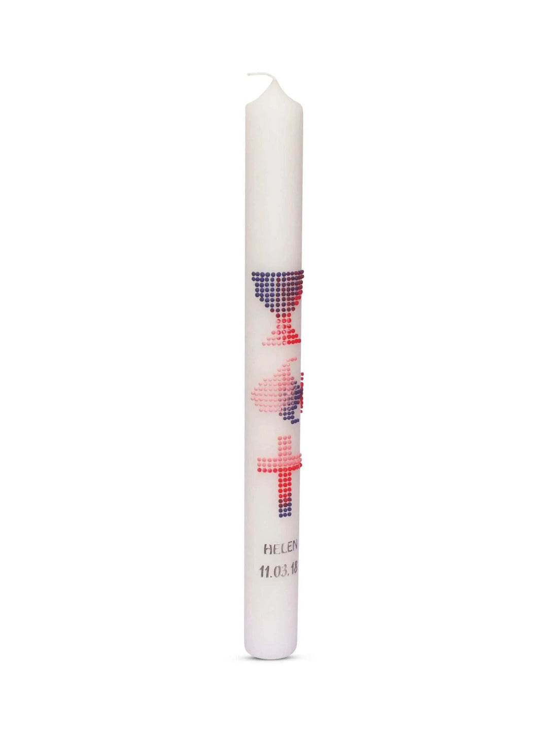Kommunionkerzen Taufkerzen Mädchen Kreuz Kreise Lila Rosa - WikaKerzen