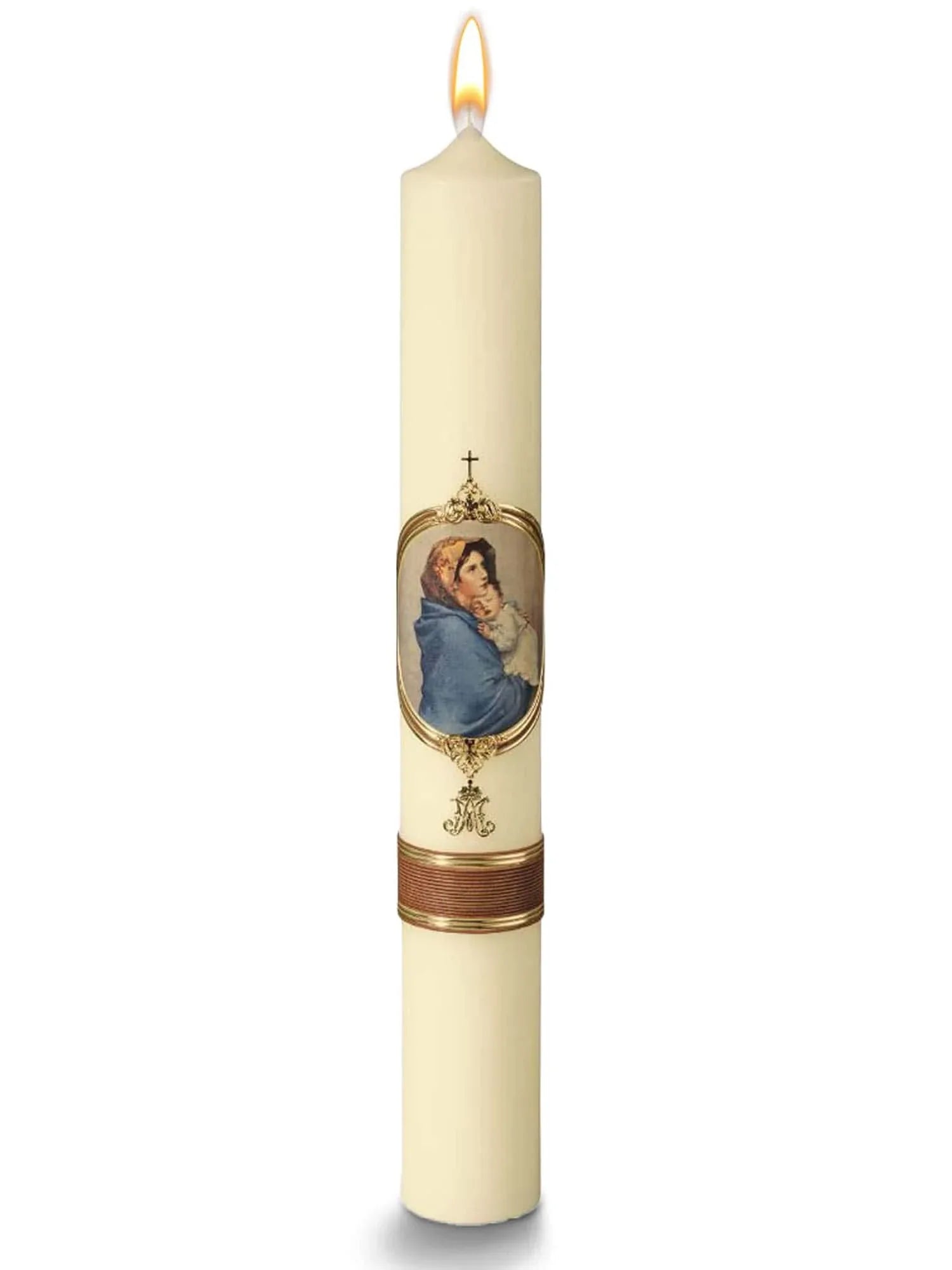 Marienkerzen mit traditionellen Symbolen: Bronze - WikaKerzen