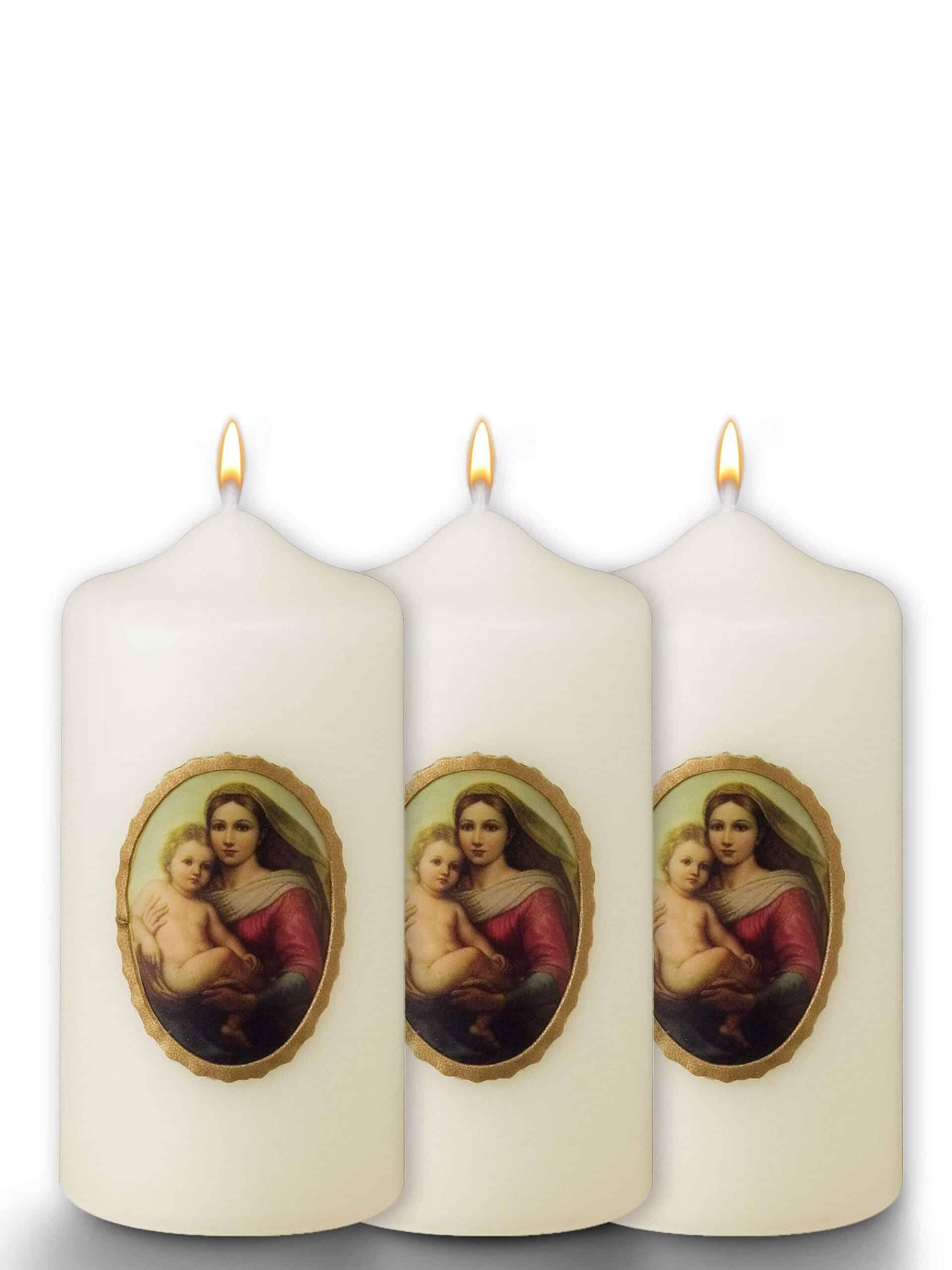 Marienkerzen mit traditionellen Symbolen für Spirituelle Ergänzung für Ihr Zuhause - WikaKerzen