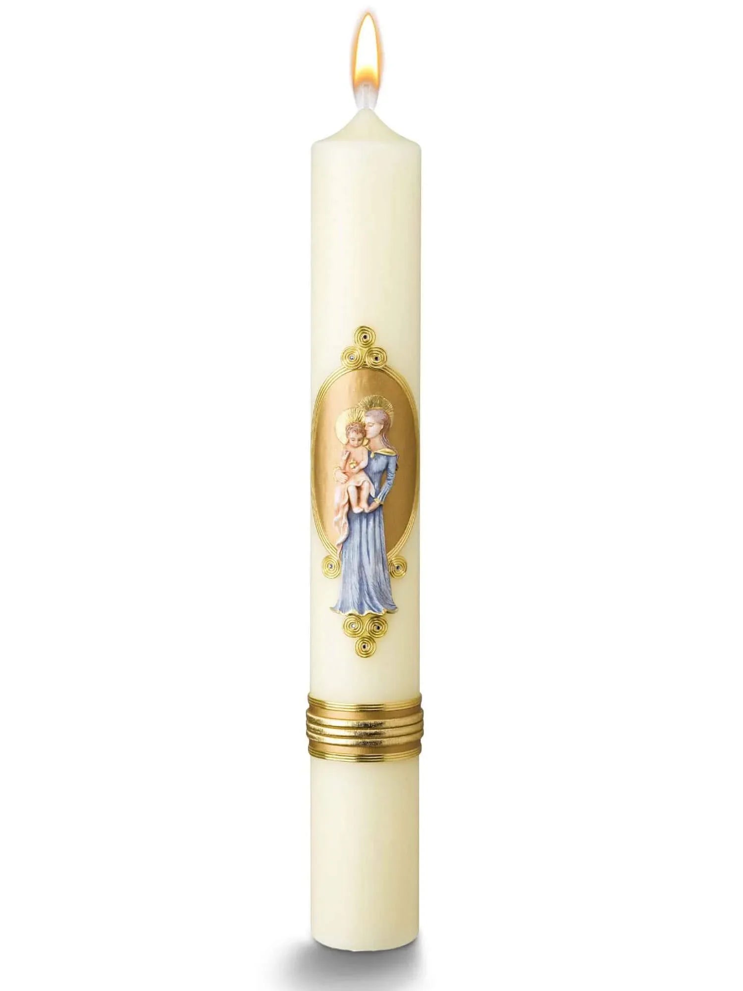 Exklusive Marienkerzen im Gold-G-Design – Perfekt für Andachtsfeiern und spirituelle Momente - WikaKerzen