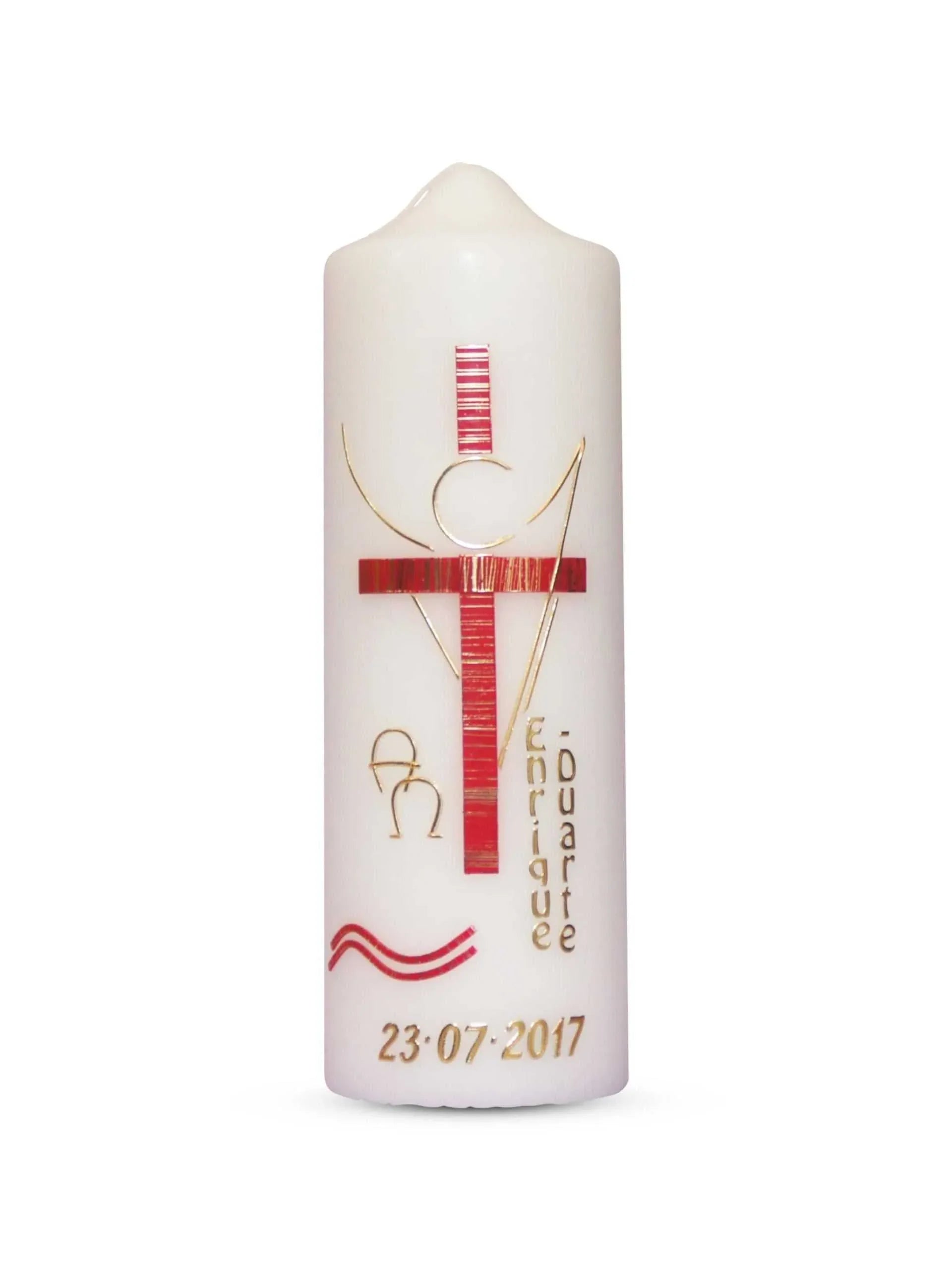 Taufkerze Engel Rot Gold - WikaKerzen