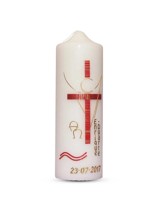 Taufkerze Engel Rot Gold - WikaKerzen