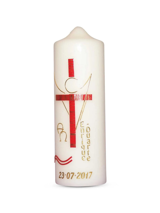 Taufkerze Engel Rot Gold - WikaKerzen