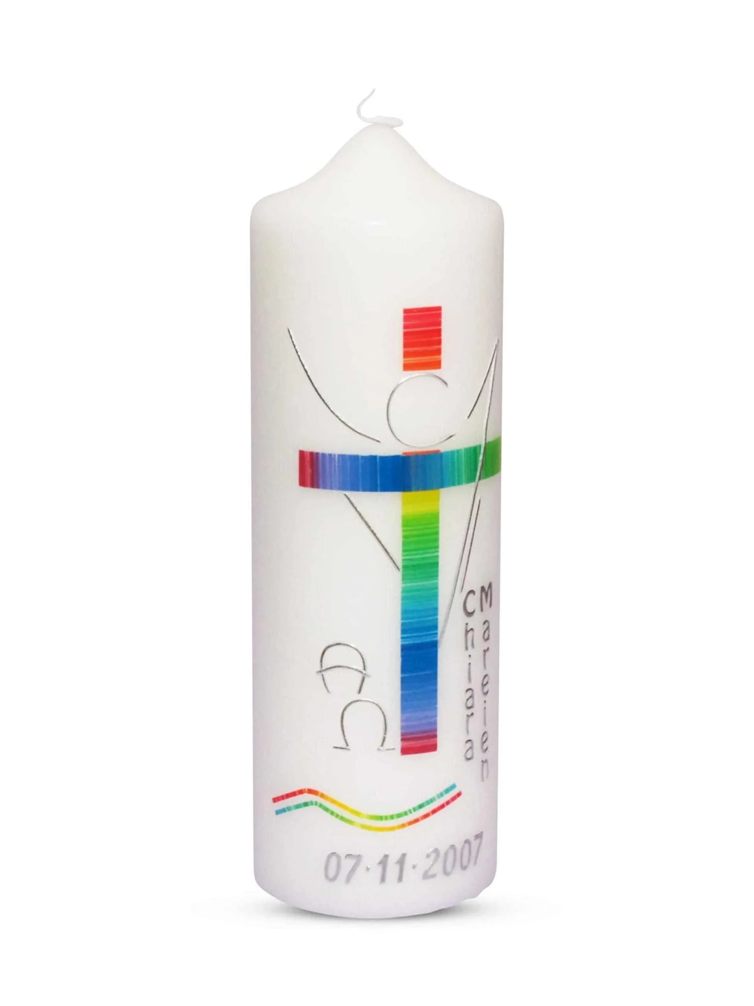 Taufkerze Engel Regenbogen 1 Silber - WikaKerzen