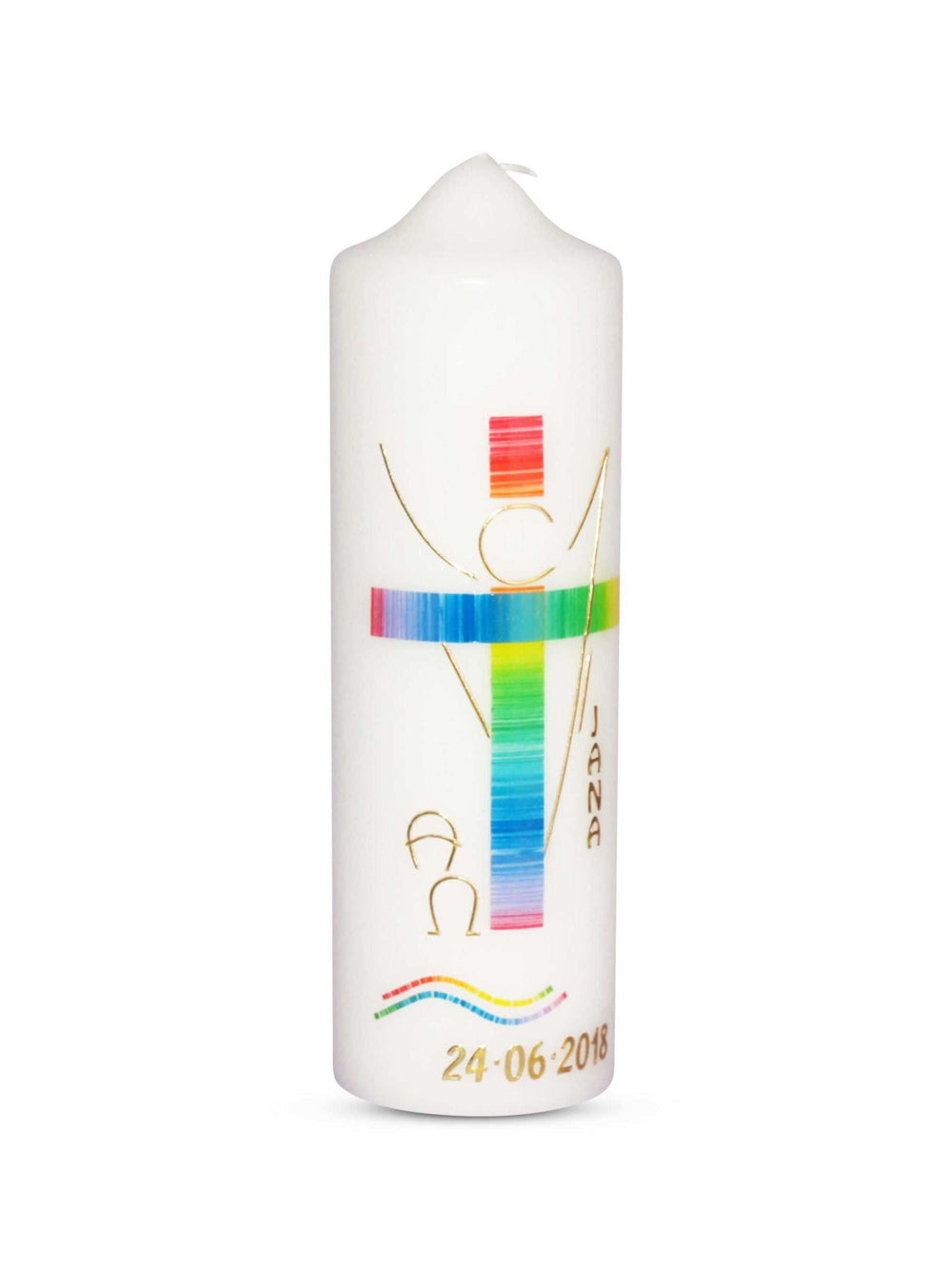 Taufkerze Engel Regenbogen 1 Gold € Taufkerze WKTH095 WikaKerzen