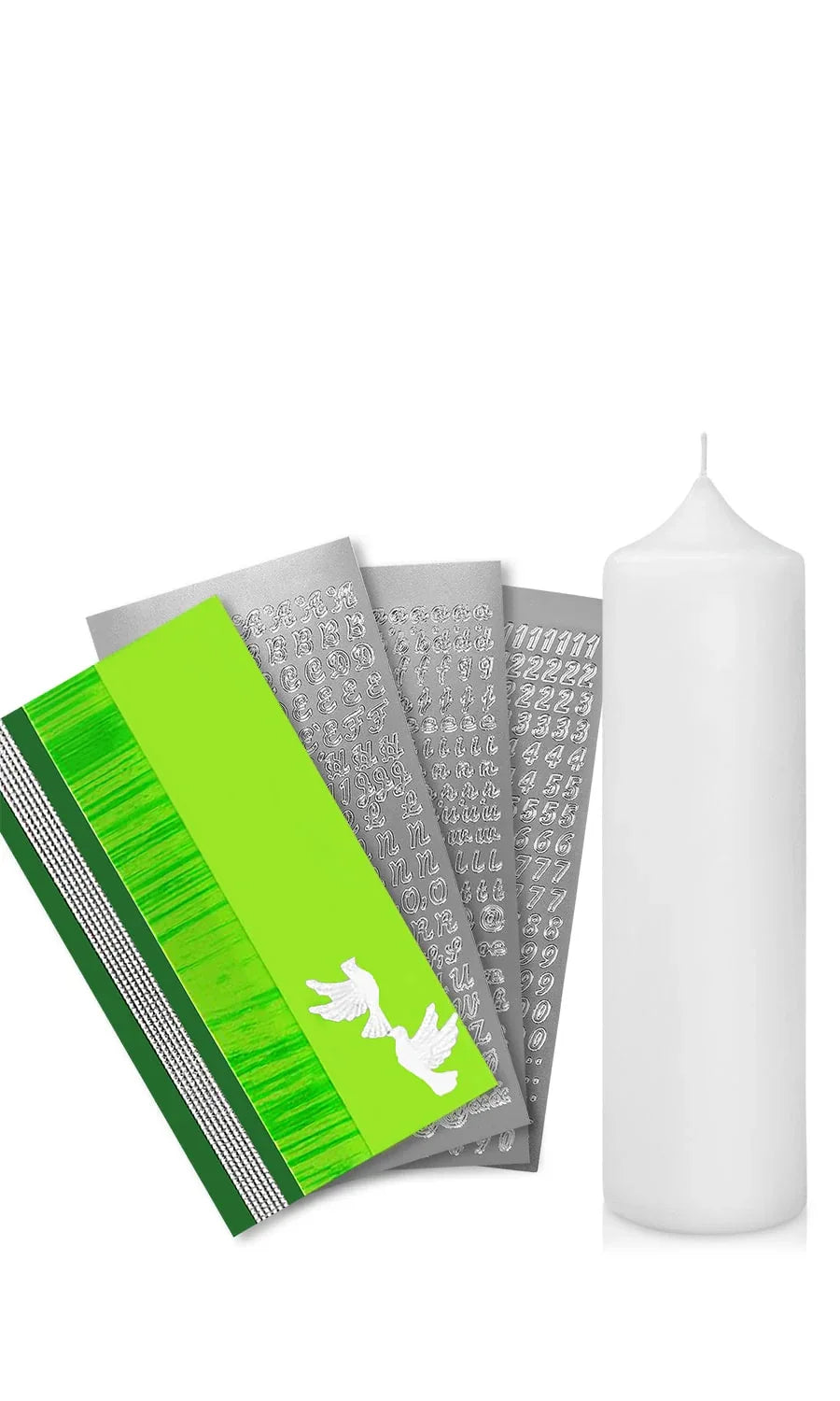 Taufkerze selber Machen Set (Grün,25x7cm,Weiß) - WikaKerzen