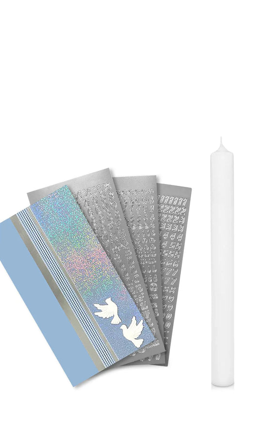 Taufkerze selber Machen Set (Blau,40x4cm,Weiß) - WikaKerzen