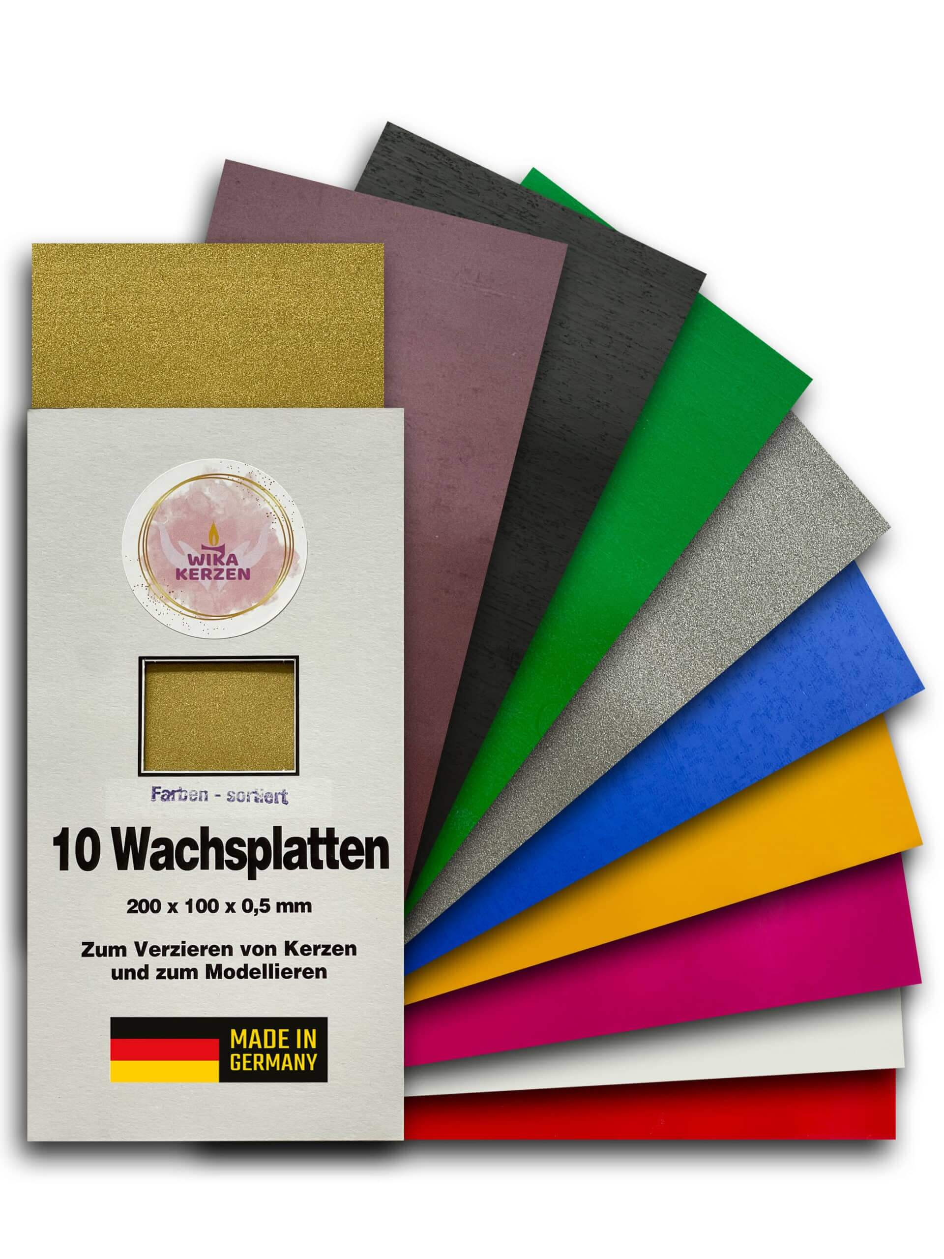 Wachsplatten zum Verzieren von Kerzen Farben-Sortiment € Basteln WKWP-FA WikaKerzen
