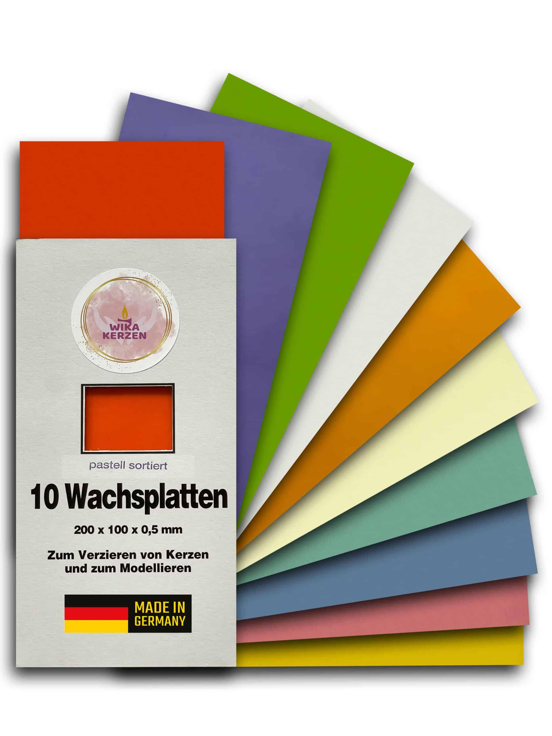Wachsplatten zum Verzieren von Kerzen Pastell-Sortiment - WikaKerzen