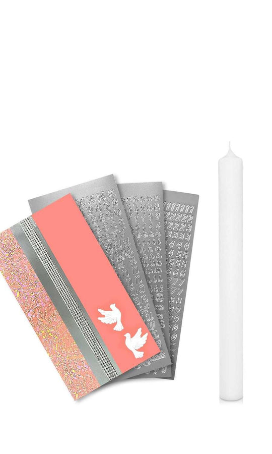 Taufkerze selber Machen Set (Rosa,40x4cm,Weiß) - WikaKerzen