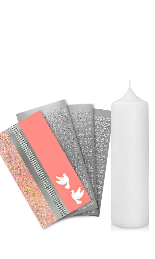 Taufkerze selber Machen Set (Rosa,25x7cm,Weiß) - WikaKerzen